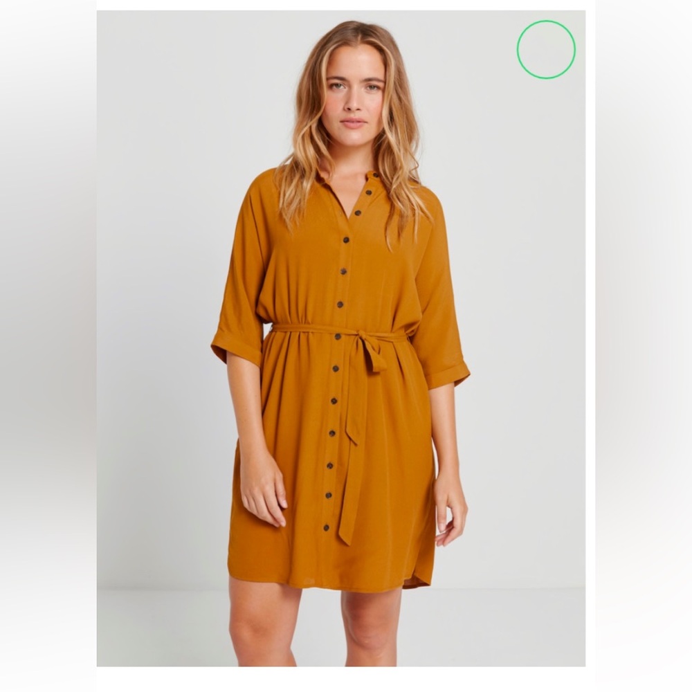 Frank & Oak ochre shirt dress
